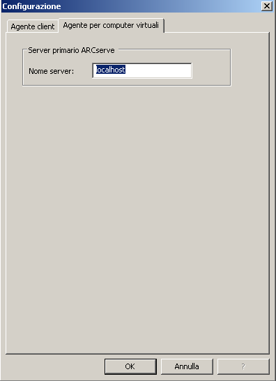 Finestra di dialogo Configurazione: Agente per computer virtuali