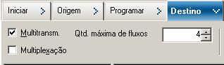 Essa é a janela do Gerenciador de backup com a guia Destino selecionada. Multitransmissão é especificada. Número máx. de fluxos especificado.
