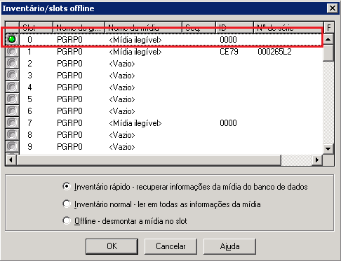 Caixa de diálogo Apagar Apagamento rápido - está especificada somente a destruição do rótulo da mídia.