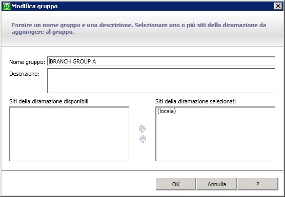 Grupos do gerenciador central - Modificar grupos de filiais