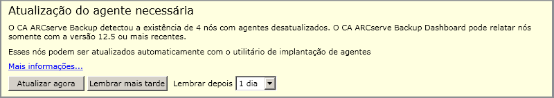 Alerta de atualização do agente