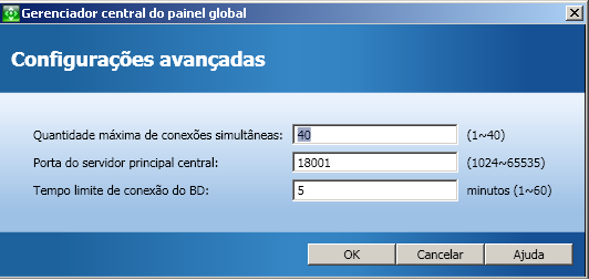 Gerenciador central - Configurações avançadas