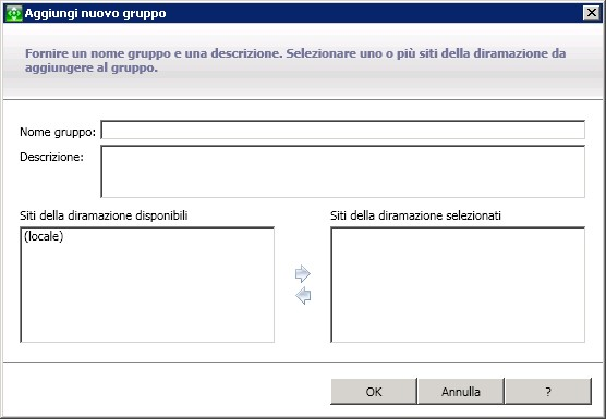 Grupos do gerenciador central - Adicionar novo grupo