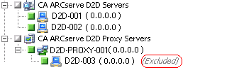 [排除] 選項已套用到一個 ARCserve D2D 來源節點。