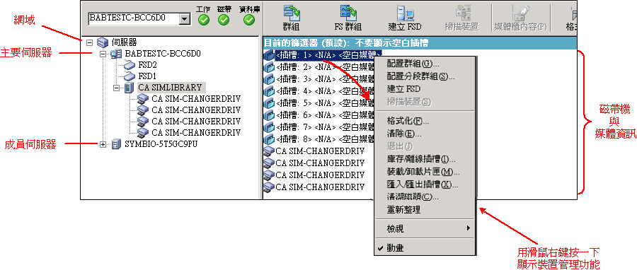 圖例：集中的裝置管理