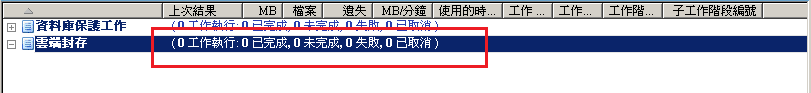 顯示工作歷程索引標籤的工作狀態管理員