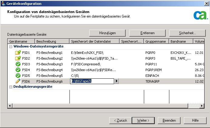 Datenträgerbasierte Gerätekonfiguration mit Anzeige des neuen FSD