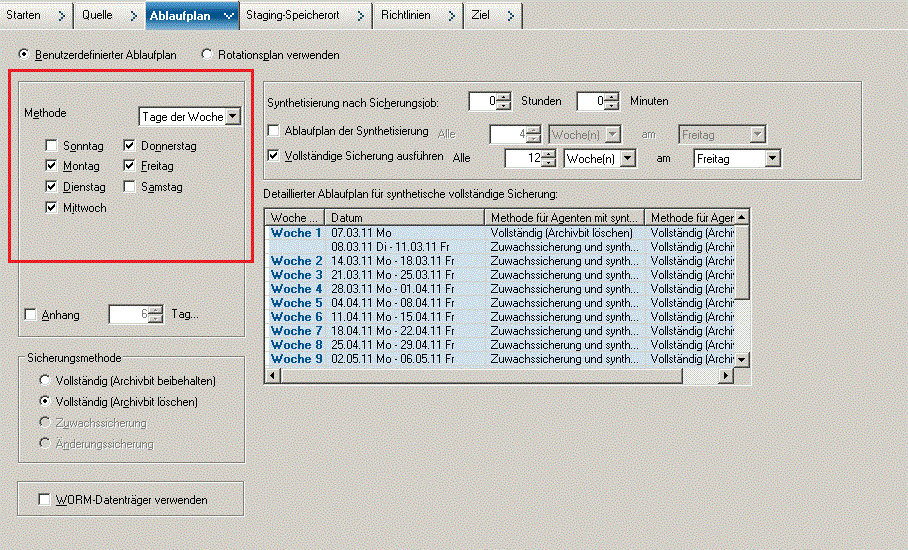 Backup Manager Schedule Tab_Custom Schedule for SFB