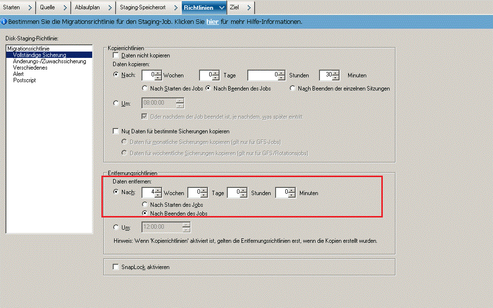 Backup Manager Policies Tab_Migration Policy for Custom Schedule for SFB