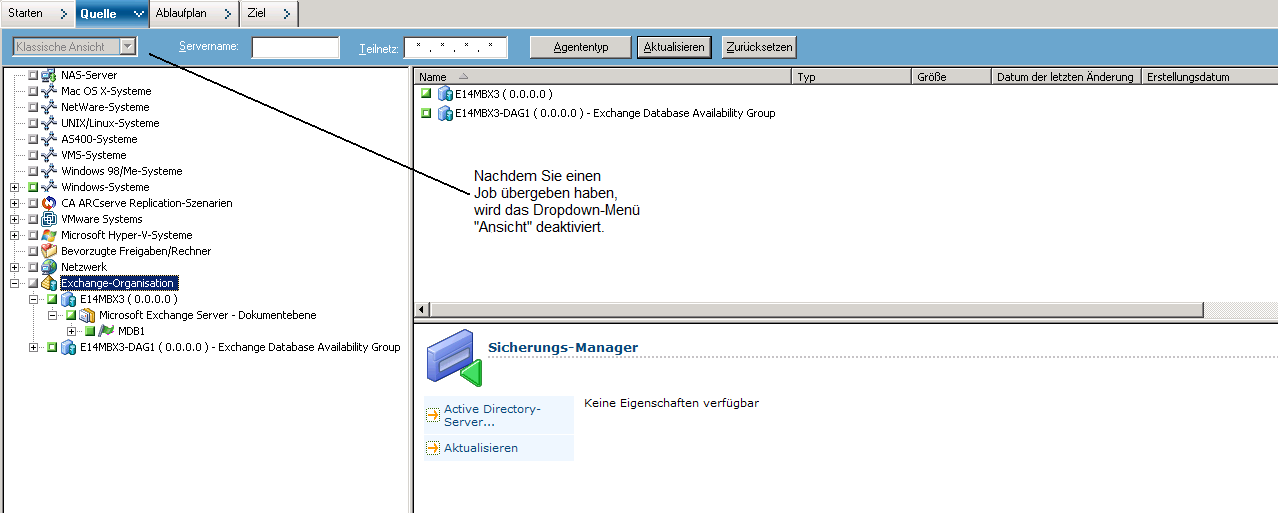 Jobstatus-Manager: Das Drop-down-Menü zum Anzeigen wird deaktiviert, nachdem Sie einen Job gesendet haben.