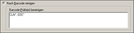 Dialogfeld "Bibliotheksoptionen": Feld "Nach Barcode reinigen".