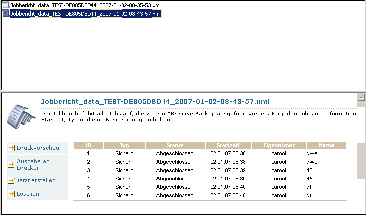 Dialogfeld "Bericht-Manager"