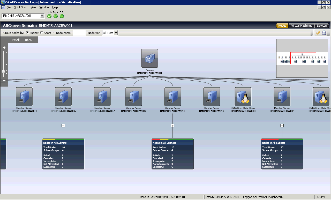 Infrastructure Visualization opens to Nodes View by default.