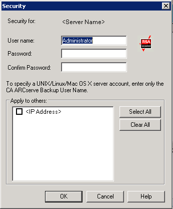 Security dialog