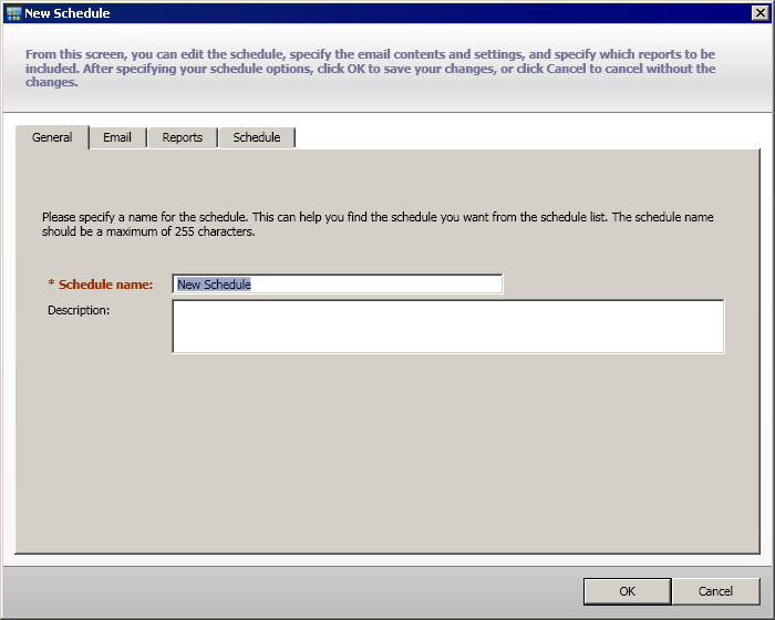 Email Schedule - General tab.