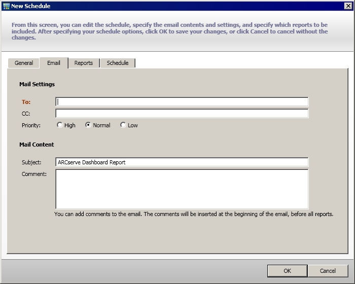 Email Schedule - General Tab