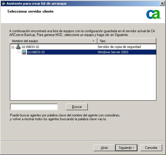 Cuadro de diálogo Seleccionar servidor cliente