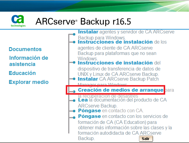 Asistente para la creación del kit de arranque - Medios de instalación de CA ARCserve Backup