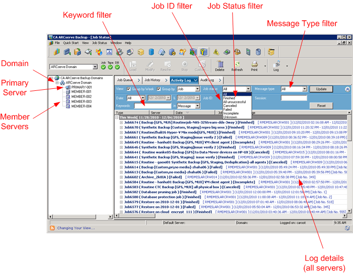 Ilustración: registro de actividad, registro centralizado.