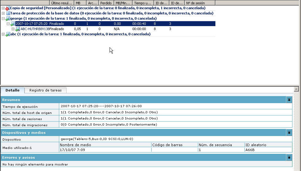 La ilustración muestra el progreso de la tarea principal y de cada tarea secundaria en el Gestor de estado de tarea