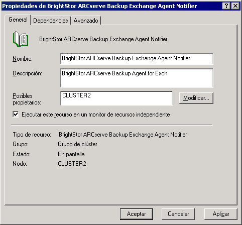 Ficha general del sistema de notificación de agentes de Exchange