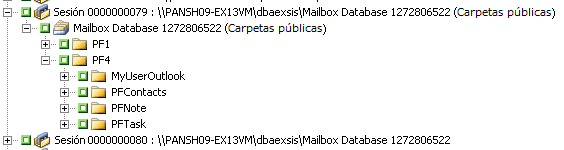Estructura de carpetas pública de Microsoft Exchange Server 2013