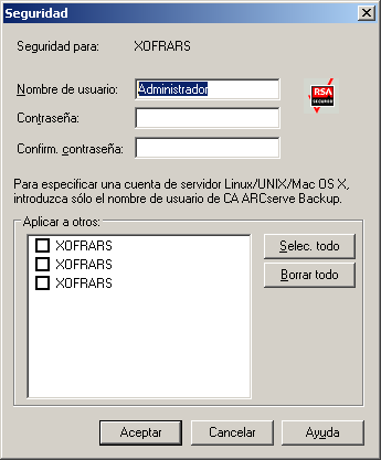 cuadro de diálogo Seguridad