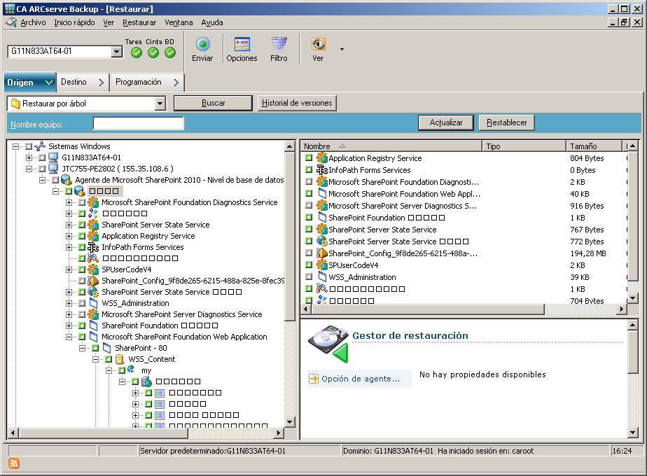 Conjunto de restauración de nivel de documento