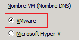 Especifique la opción VMware en la pantalla Recuperar máquina virtual.