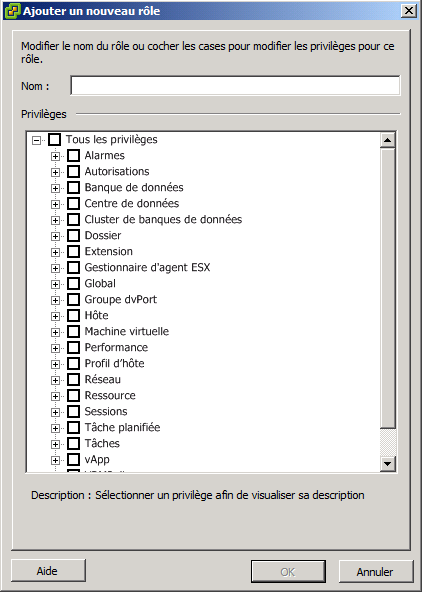 Boîte de dialogue d'ajout d'un nouveau rôle
