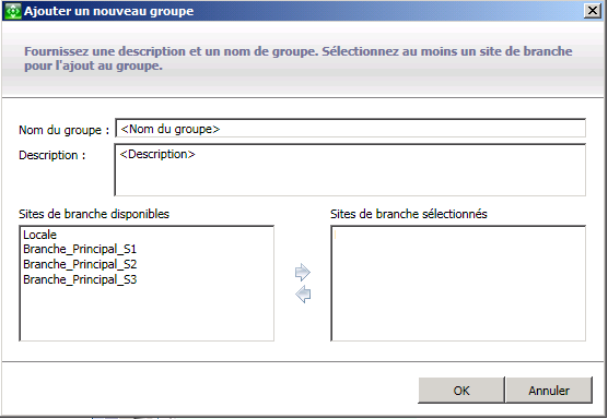Groupes du gestionnaire central : Ajouter un nouveau groupe