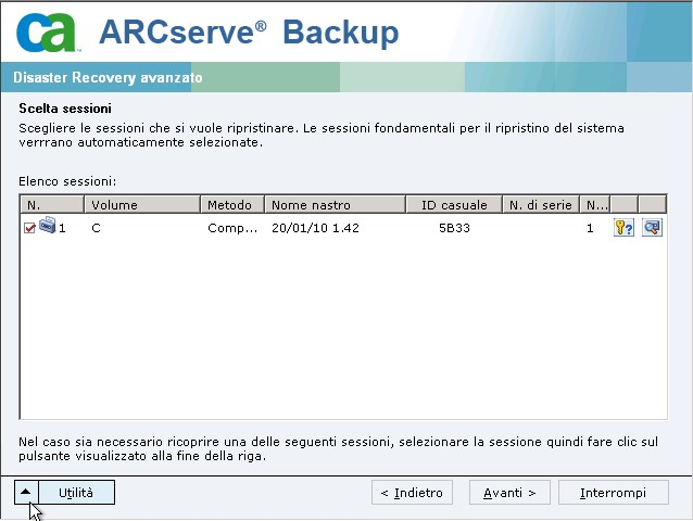Elenco sessioni per Windows Server 2008