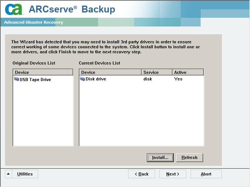Finestra di dialogo Caricamento driver