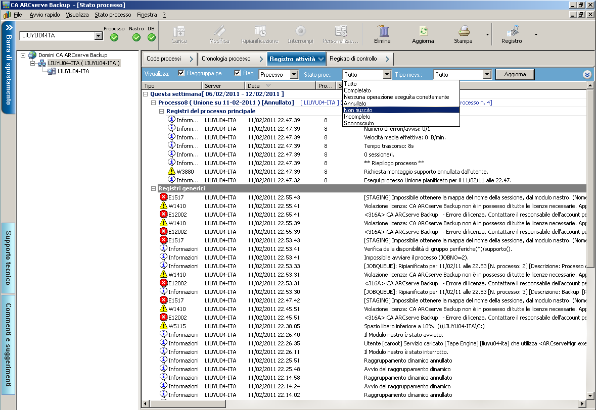Immagine: Registro attività - Registrazione centralizzata.