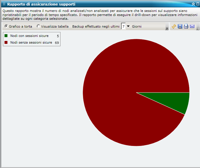 Rapporto di verifica supporti - Grafico a torta di riepilogo
