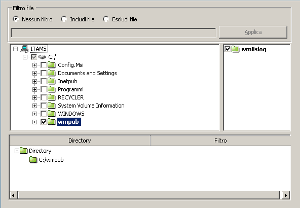 Percorsi di indice e dati DDD selezione master.