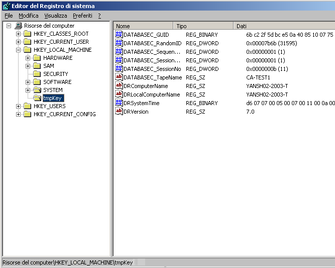File del registro di sistema