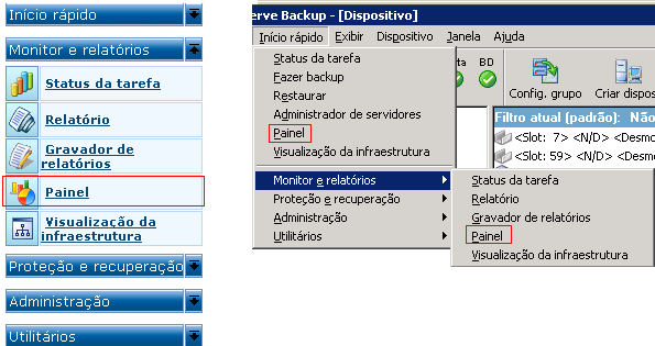 No menu Início rápido, abra o Painel.