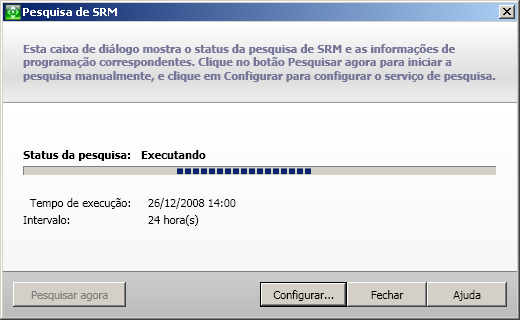 caixa de diálogo SRM Probing Status.
