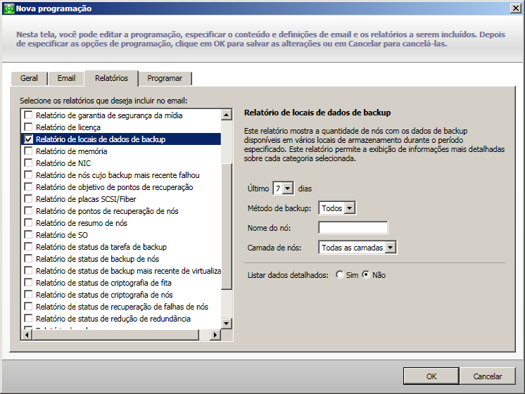 Programação de email - Relatórios