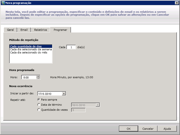 Programação de email - Programar