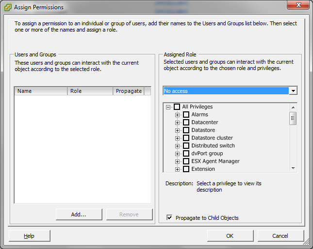 Caixa de diálogo Atribuir permissões.