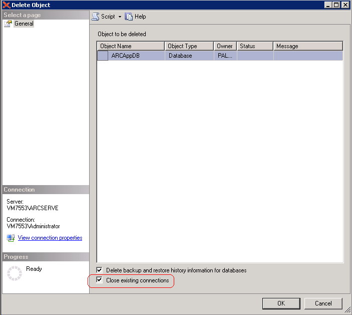 “删除对象”对话框。