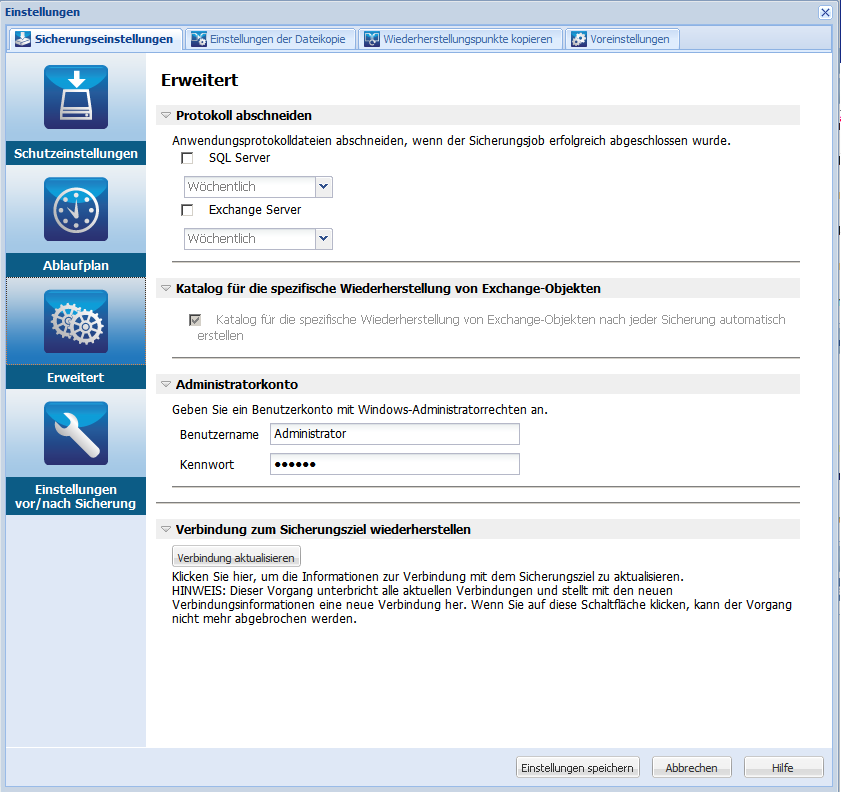 caadr--Jetzt sichern - Einstellungen-W
