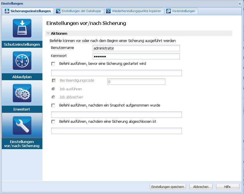 caadr--Sicherungskonfiguration - Erweiterte Einstellungen-W