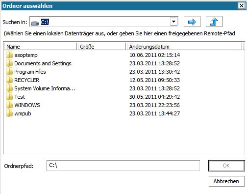 Bare-Metal-Recovery - Dialogfeld "Ordner auswählen".