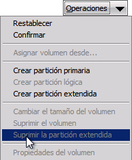Reconstrucción completa - Menú Operaciones.