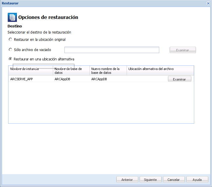 Recuperación de la aplicación - restauración de SQL 6 a una ubicación alternativa, cambio del nombre de la base de datos