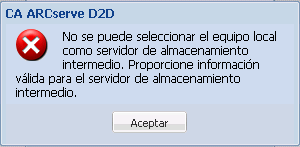 Error del servidor de almacenamiento intermedio de D2D APM