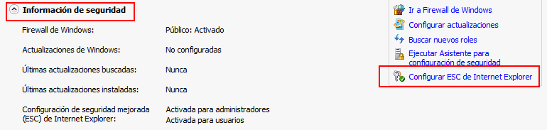 Información de seguridad de Windows Server 2008